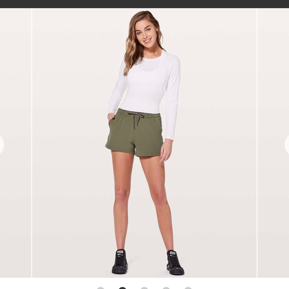 lululemon athletica Olive Green Drawstring Athletic Shorts Aize Small great con - Picture 1 of 6